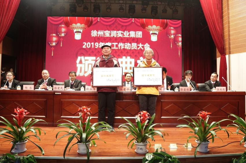 九州体育2019年度工作动员大会---集团公司领导为先进单位和先进个人代表颁奖